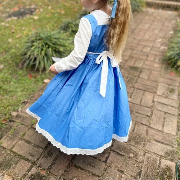 belle in blue and white dress Belle Blue Costume for Women, Belle Blue Village Dress Cosplay Costume –  Lydiacosplay